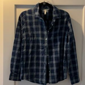 J. Crew Blue and Gray Plaid Button-Up Shirt